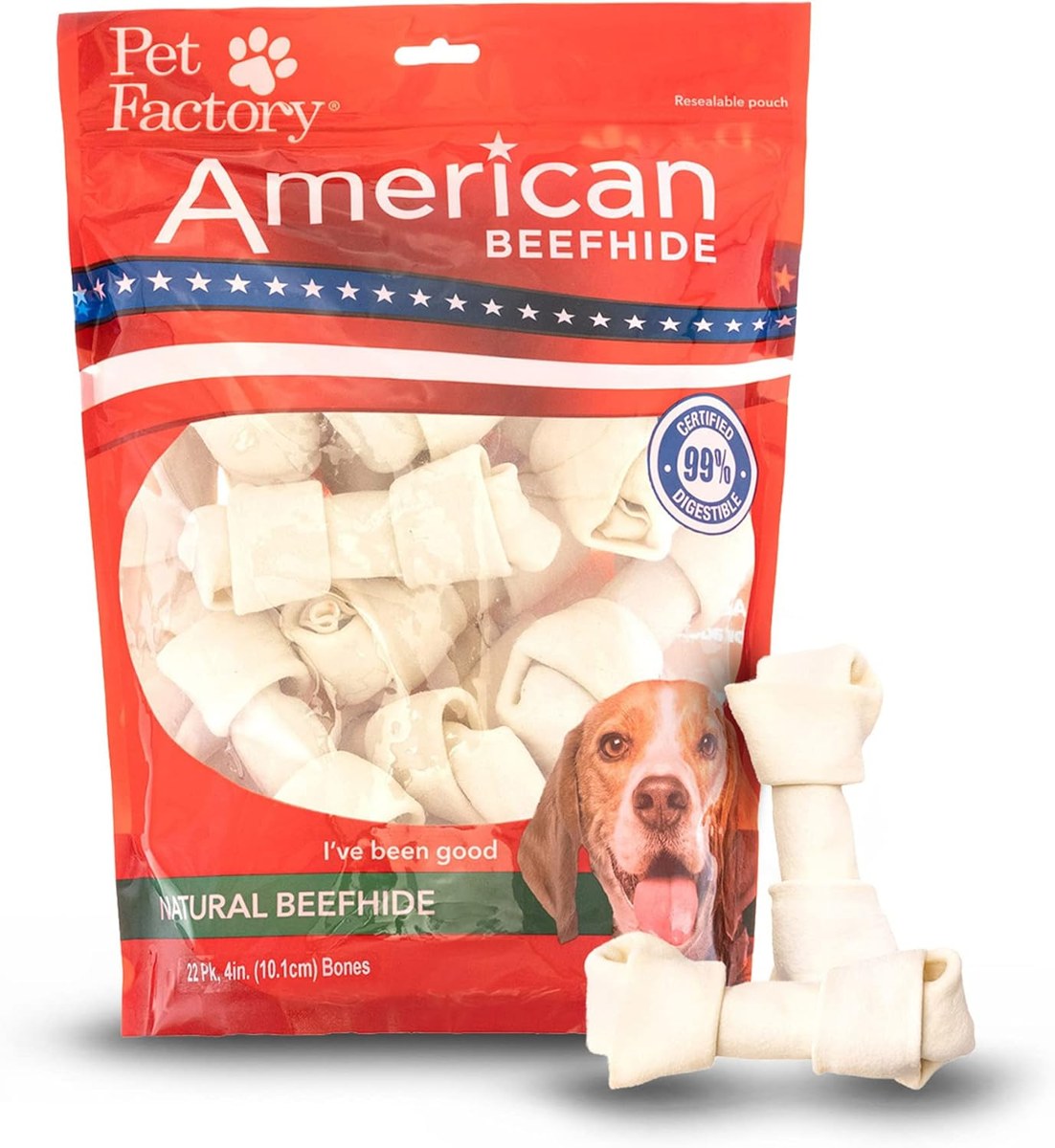Pet Factory American Beefhide 4–5 Inch Knotted Bones