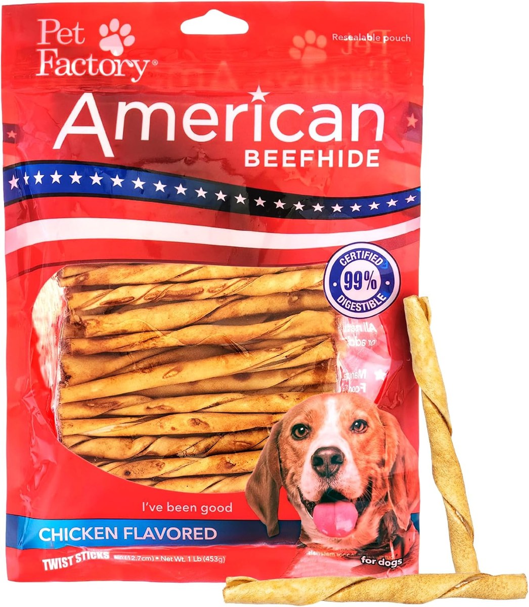 Pet Factory American Beefhide 5-Inch Twist Sticks