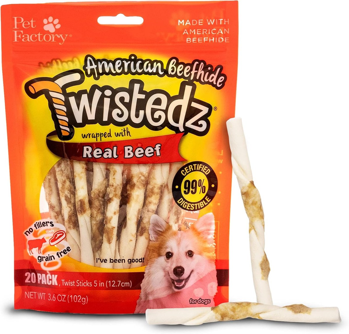 Pet Factory Twistedz Twist Sticks with Real Meat Wrap
