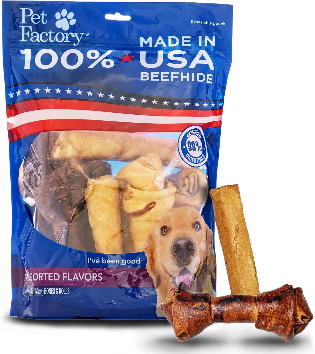 Pet Factory Assorted Bones & Rolls, 6–7 Inch
