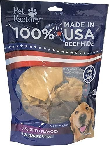 Pet Factory Made in USA Beefhide Chips, 8 oz